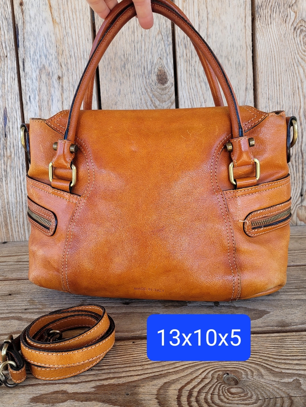 Gorgeous Pratesi Firenze Italian Leather Handbag In Cognac Brown - Picture 8 of 12